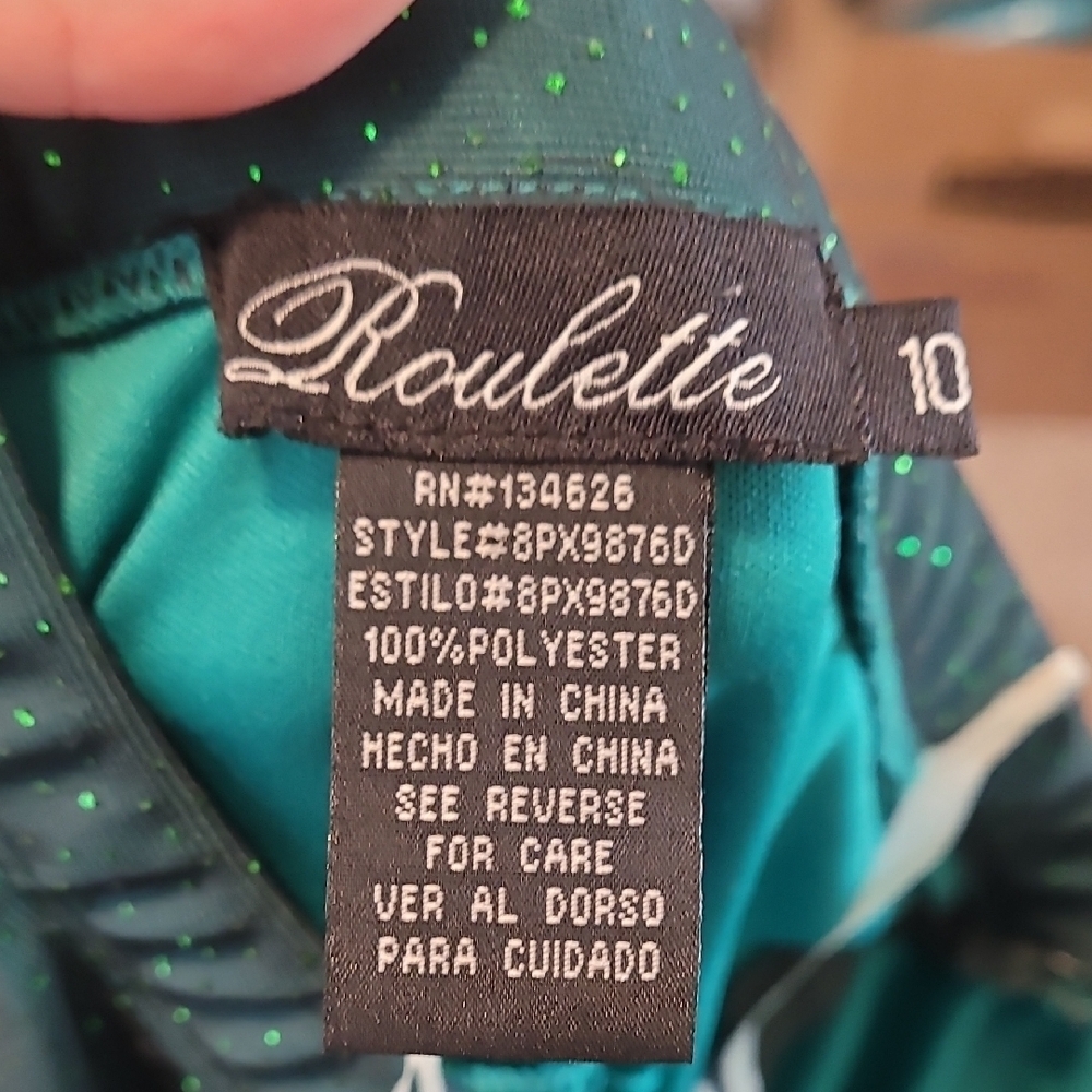 Y2K Roulette Womens Formal Maxi Gown Size 10 Green Sparkle Beaded Hoco - Picture 9 of 13